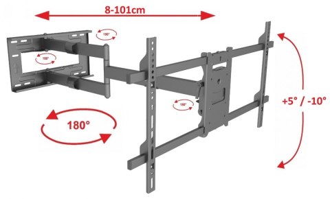 101cm Długi narożny uchwyt do telewizora TV 40-65" 30kg wieszak TV VX-407 101cm Długi narożny uchwyt do telewizora TV 40-65" 30kg wieszak TV VX-407