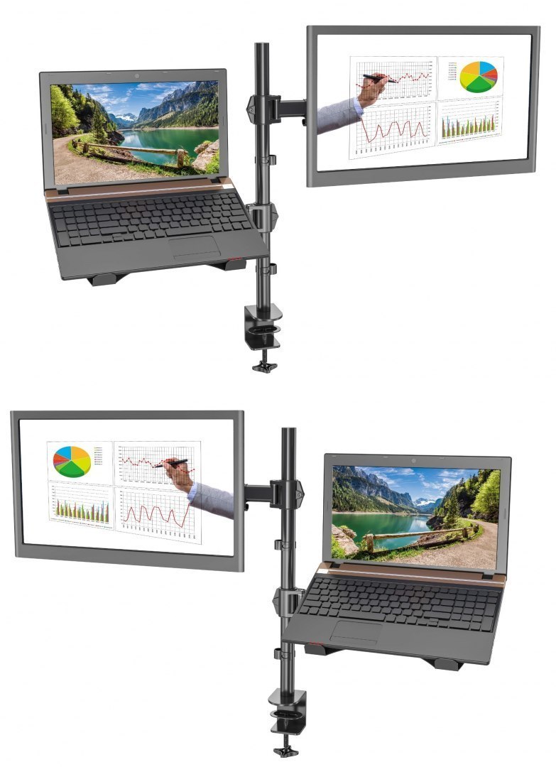 2w1 Biurkowy uchwyt do notebooka 17" i monitora 13-27" VX-07A 2w1 Biurkowy uchwyt do notebooka 17" i monitora 13-27" VX-07A