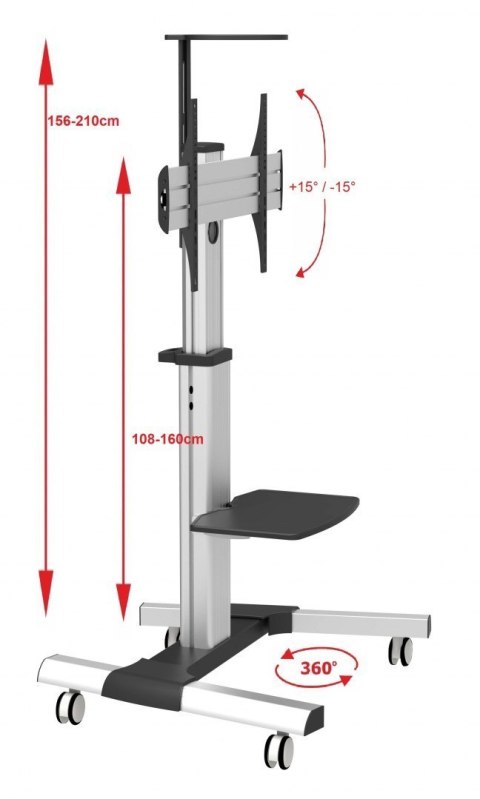 Aluminiowy stolik pod telewizor stojak do TV 32-70" CART-7 Aluminiowy stolik pod telewizor stojak do TV 32-70" CART-7