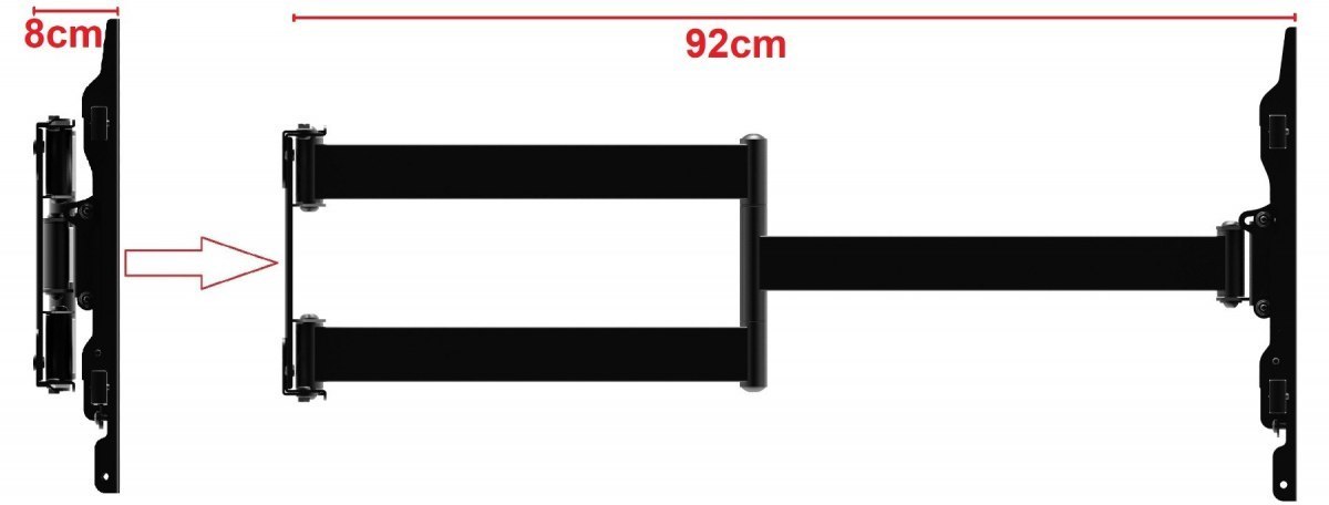 Długi 92cm uchwyt na telewizor Wieszak TV 26-65" 40kg VX-408 Długi 92cm uchwyt na telewizor Wieszak TV 26-65" 40kg VX-408