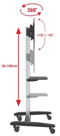 Mobilny aluminiowy stojak TV wózek do telewizora 32-70" 50kg KART-6