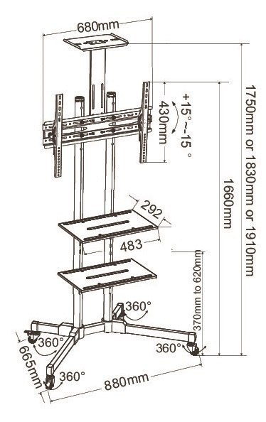 Mobilny Stojak TV Stand do Telewizora LCD LED KART-22 Mobilny Stojak TV Stand do Telewizora LCD LED KART-22