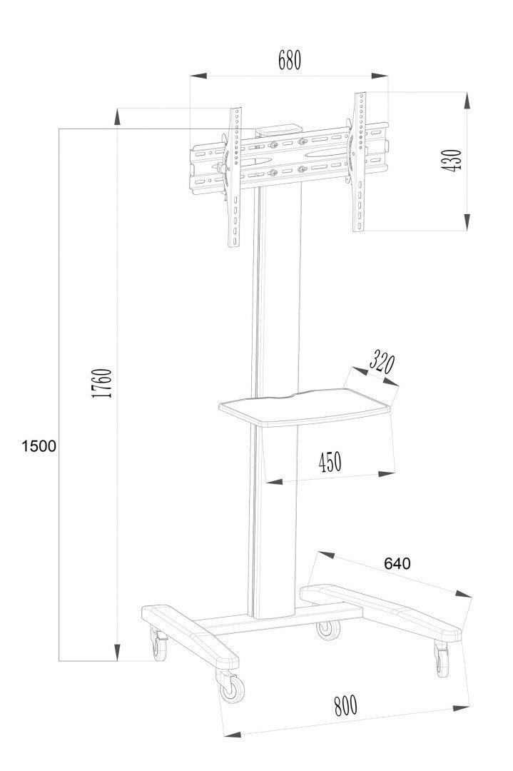 Mobilny aluminiowy stojak TV wózek do telewizora 32-70" 50kg KART-6