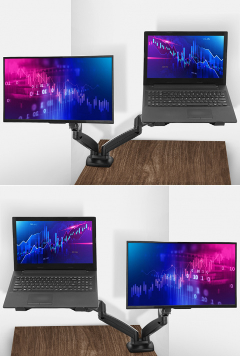 Biurkowy Uchwyt do laptopa i monitora gazowy 2w1 VX-17 Biurkowy Uchwyt do laptopa i monitora gazowy 2w1 VX-17