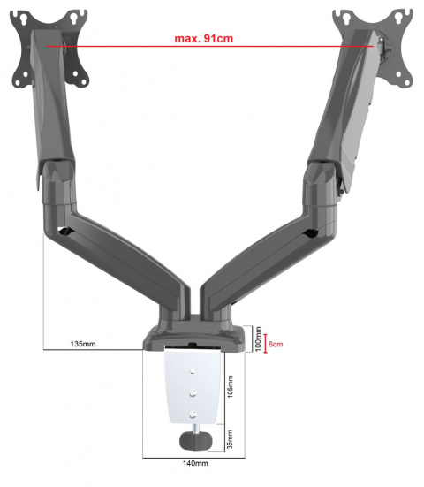 Biurkowy Uchwyt do laptopa i monitora gazowy 2w1 VX-17 Biurkowy Uchwyt do laptopa i monitora gazowy 2w1 VX-17