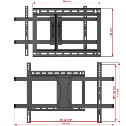 107cm Dlugie ramie Uchwyt na Telewizor 32-75 VX-531 Extra Mocny narozny
