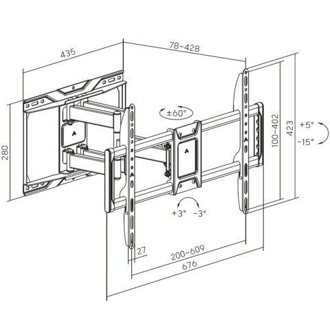 Extra Mocny Uchwyt TV Wieszak do Telewizora 32-100 cali 80kg VX-452 regulacja