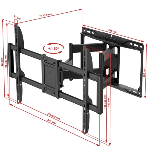 Extra Mocny Uchwyt TV Wieszak do Telewizora 32-100 cali 80kg VX-452 regulacja