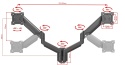 Gazowy Uchwyt ścienny na dwa Monitory TV Telewizory 13-32 cale VX-049 Uniwersalny