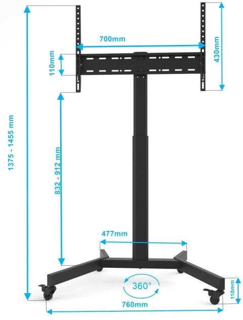 Mobilny Stojak TV Stojak do Telewizora Uniwersalny Podłogowy KLA-43