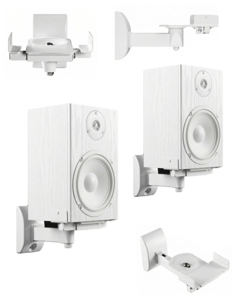 Uchwyt na głośnik ścienny Uniwersalny 2szt kolumn satelit regulowany bialy