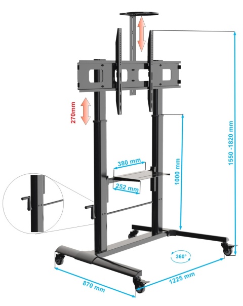 Stojak do Monitora Interaktywnego 55-110 cali Regulacja Wysokości KART-120 WYST
