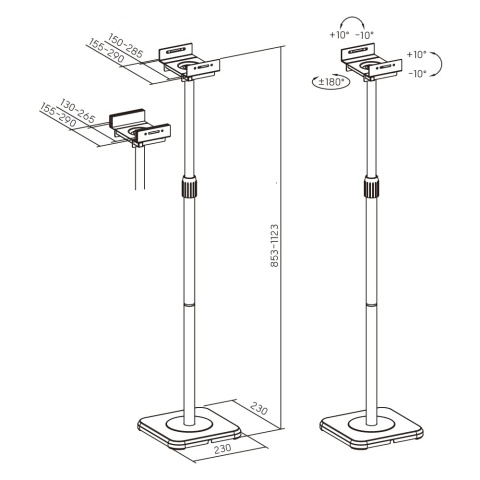 Stojak na głośnik podlogowy Uniwersalny 2szt do kolumn satelit regulacja
