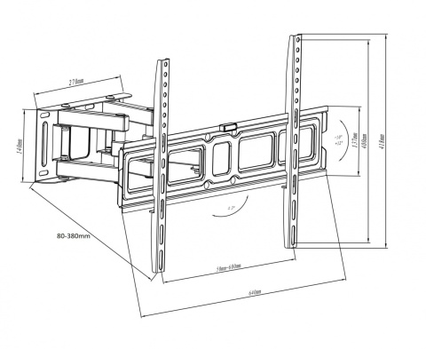 Uchwyt wieszak na telewizor TV 55 60 65 75 cali VX-610A